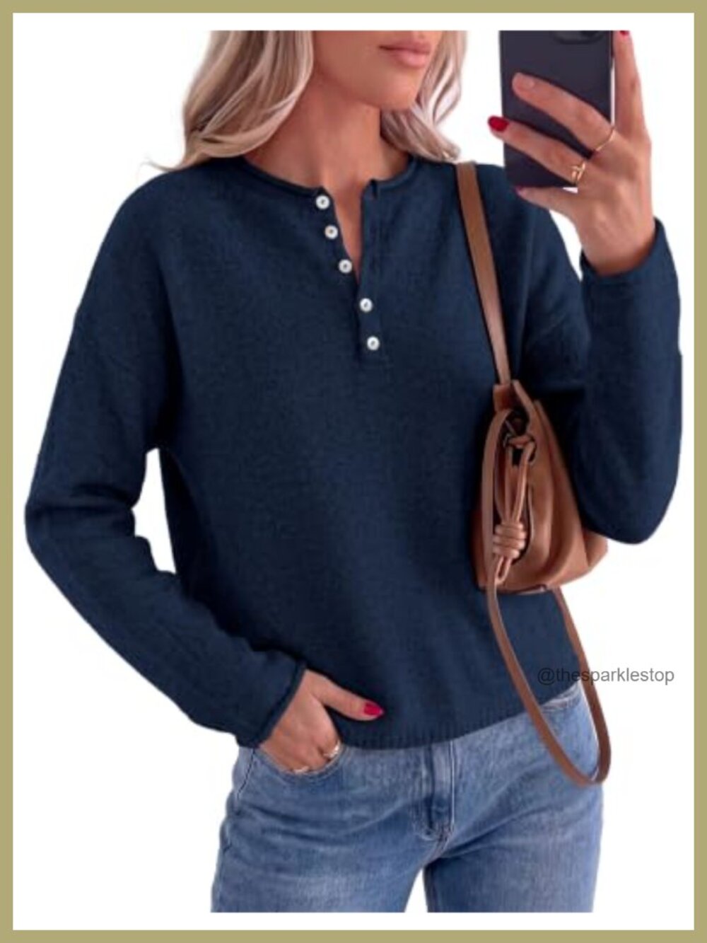 PRETTYGARDEN Women's Henley Cozy Knit Sweater Button Up Pullover Loose Fit